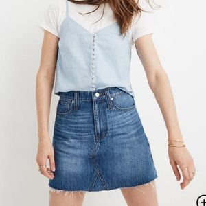 MADEWELL Rigid Denim Skirt Raw Hem